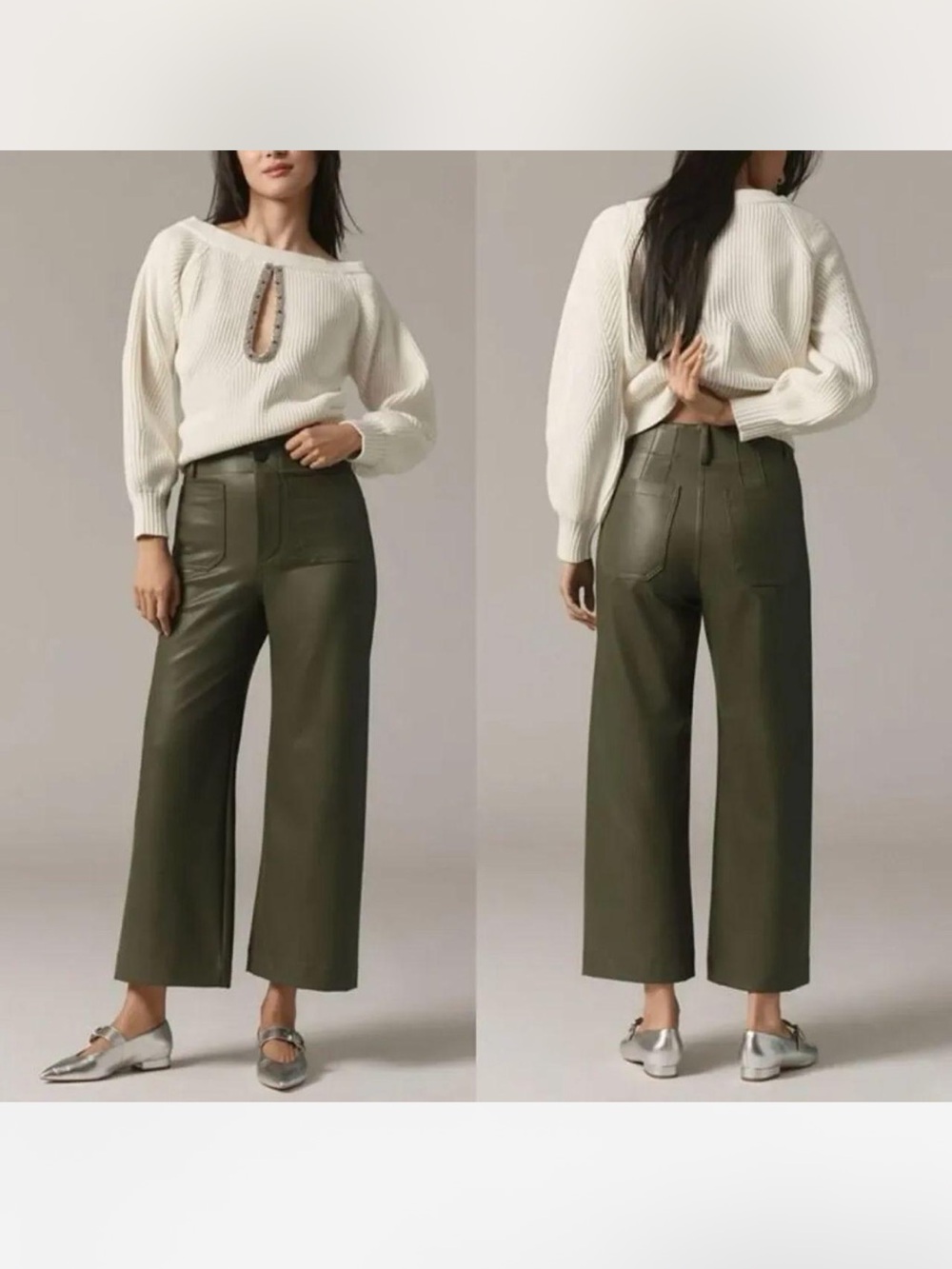 NWT Anthropologie Maeve The Colette Faux Leather Wide-Leg Pants 25